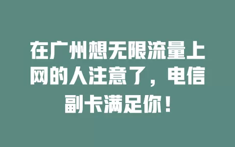 在广州想无限流量上网的人注意了，电信副卡满足你！