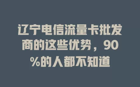 辽宁电信流量卡批发商的这些优势，90%的人都不知道
