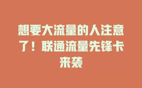 想要大流量的人注意了！联通流量先锋卡来袭