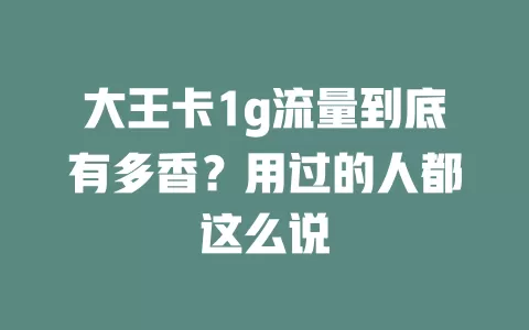 大王卡1g流量到底有多香？用过的人都这么说