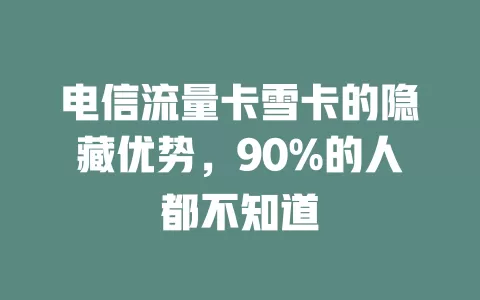 电信流量卡雪卡的隐藏优势，90%的人都不知道