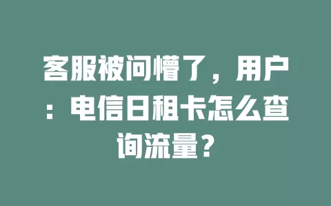 客服被问懵了，用户：电信日租卡怎么查询流量？