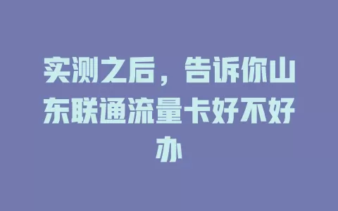 实测之后，告诉你山东联通流量卡好不好办