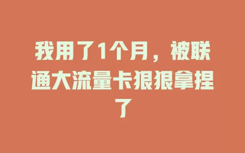 我用了1个月，被联通大流量卡狠狠拿捏了