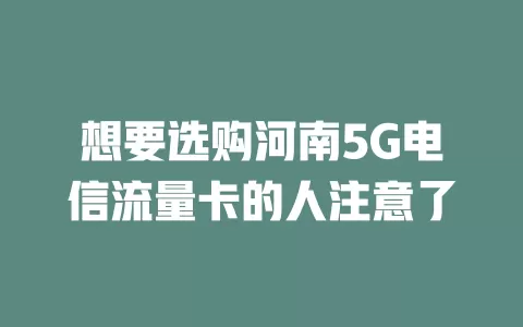 想要选购河南5G电信流量卡的人注意了