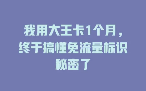我用大王卡1个月，终于搞懂免流量标识秘密了