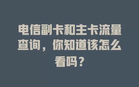 电信副卡和主卡流量查询，你知道该怎么看吗？