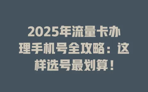 2025年流量卡办理手机号全攻略：这样选号最划算！