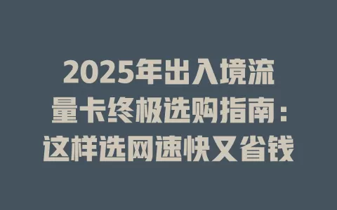 2025年出入境流量卡终极选购指南：这样选网速快又省钱