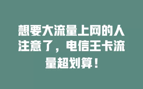 想要大流量上网的人注意了，电信王卡流量超划算！