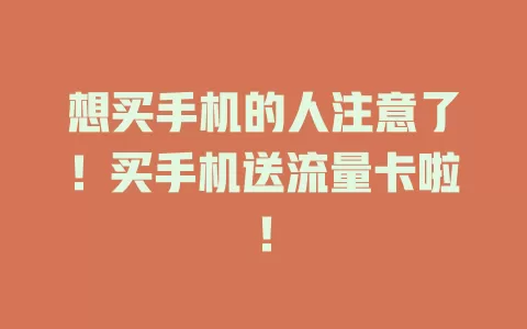 想买手机的人注意了！买手机送流量卡啦！