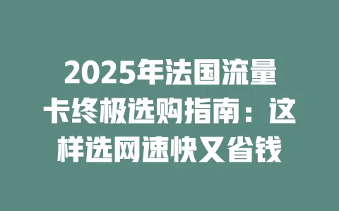 2025年法国流量卡终极选购指南：这样选网速快又省钱
