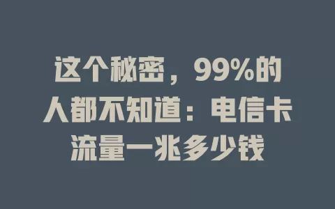 这个秘密，99%的人都不知道：电信卡流量一兆多少钱