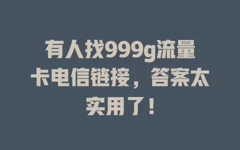 有人找999g流量卡电信链接，答案太实用了！
