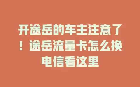 开途岳的车主注意了！途岳流量卡怎么换电信看这里