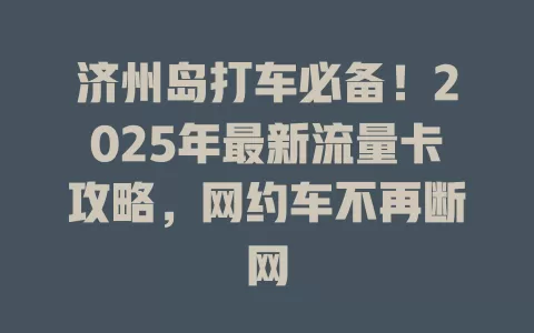 济州岛打车必备！2025年最新流量卡攻略，网约车不再断网