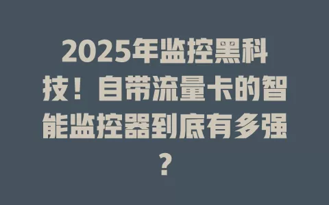 2025年监控黑科技！自带流量卡的智能监控器到底有多强？