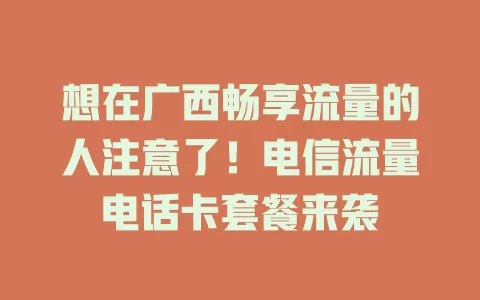 想在广西畅享流量的人注意了！电信流量电话卡套餐来袭