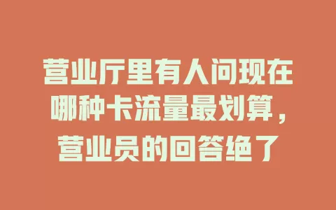 营业厅里有人问现在哪种卡流量最划算，营业员的回答绝了