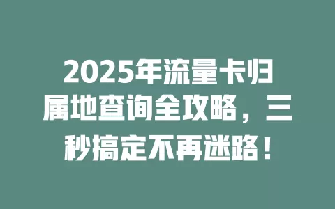 2025年流量卡归属地查询全攻略，三秒搞定不再迷路！