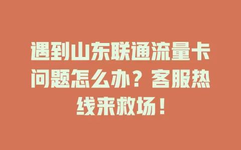 遇到山东联通流量卡问题怎么办？客服热线来救场！