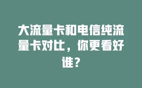 大流量卡和电信纯流量卡对比，你更看好谁？