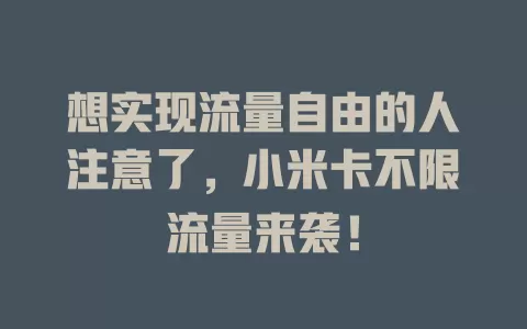 想实现流量自由的人注意了，小米卡不限流量来袭！