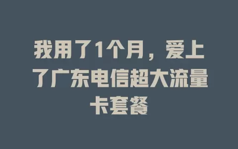 我用了1个月，爱上了广东电信超大流量卡套餐