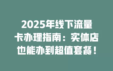 2025年线下流量卡办理指南：实体店也能办到超值套餐！