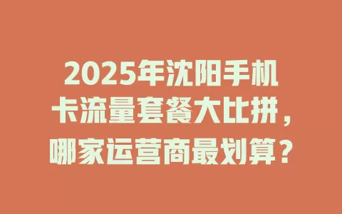 2025年沈阳手机卡流量套餐大比拼，哪家运营商最划算？