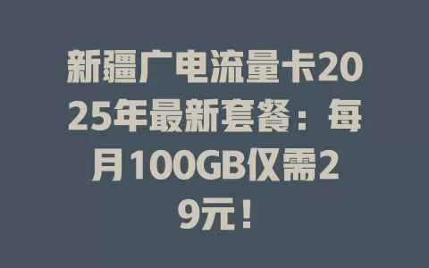 新疆广电流量卡2025年最新套餐：每月100GB仅需29元！