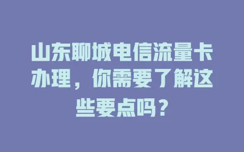 山东聊城电信流量卡办理，你需要了解这些要点吗？