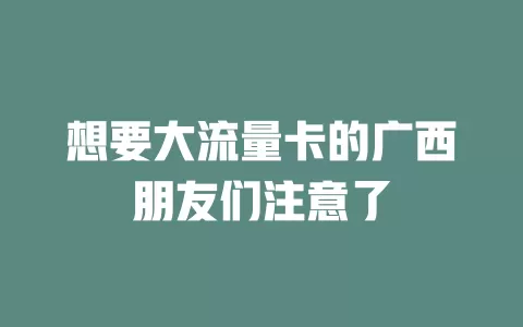 想要大流量卡的广西朋友们注意了