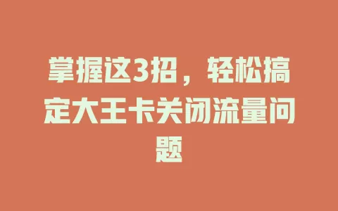 掌握这3招，轻松搞定大王卡关闭流量问题