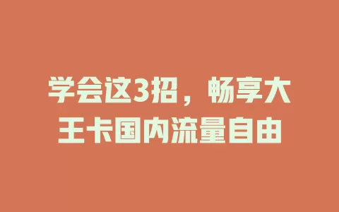 学会这3招，畅享大王卡国内流量自由