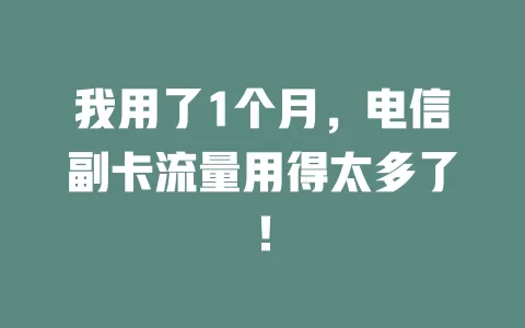 我用了1个月，电信副卡流量用得太多了！