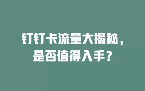 钉钉卡流量大揭秘，是否值得入手？