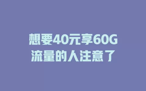 想要40元享60G流量的人注意了