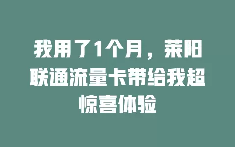 我用了1个月，莱阳联通流量卡带给我超惊喜体验