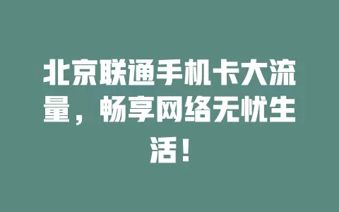 北京联通手机卡大流量，畅享网络无忧生活！