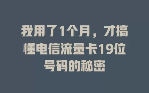 我用了1个月，才搞懂电信流量卡19位号码的秘密