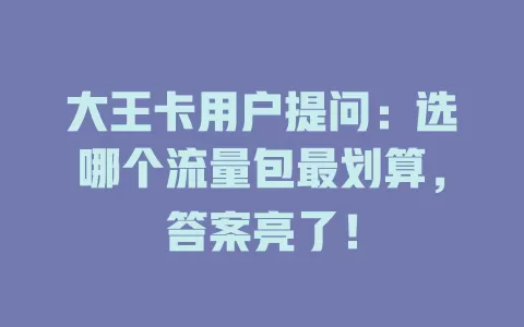大王卡用户提问：选哪个流量包最划算，答案亮了！