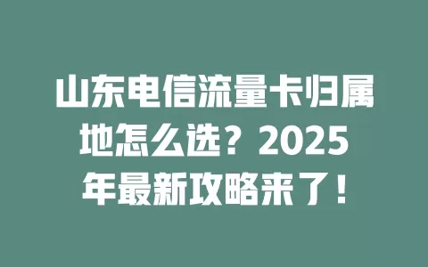 山东电信流量卡归属地怎么选？2025年最新攻略来了！