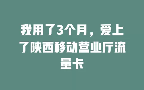 我用了3个月，爱上了陕西移动营业厅流量卡