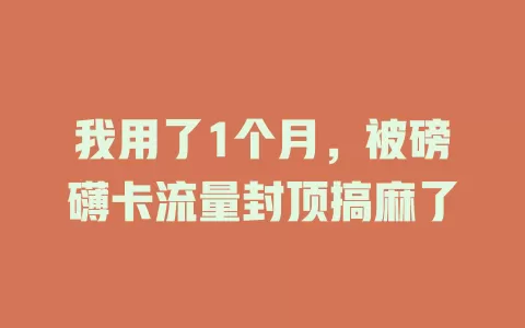 我用了1个月，被磅礴卡流量封顶搞麻了