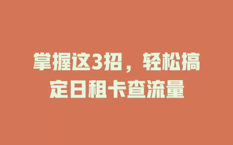掌握这3招，轻松搞定日租卡查流量
