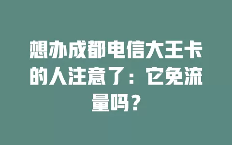想办成都电信大王卡的人注意了：它免流量吗？