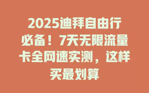 2025迪拜自由行必备！7天无限流量卡全网速实测，这样买最划算