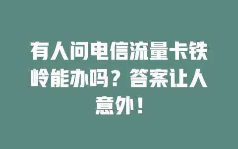 有人问电信流量卡铁岭能办吗？答案让人意外！