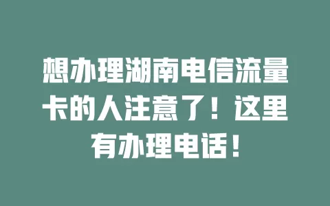 想办理湖南电信流量卡的人注意了！这里有办理电话！